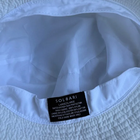 Solbari Bondi Bucket Hat UPF 50+ White with Cinch, Large / XLarge - Picture 6 of 6